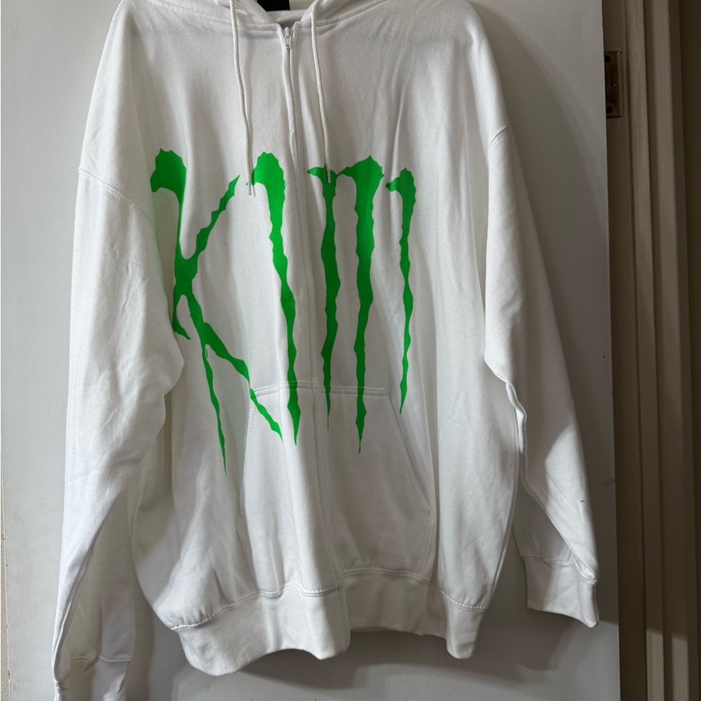 Kim Krueger KIM Monster white Hoodie with Green Graphic